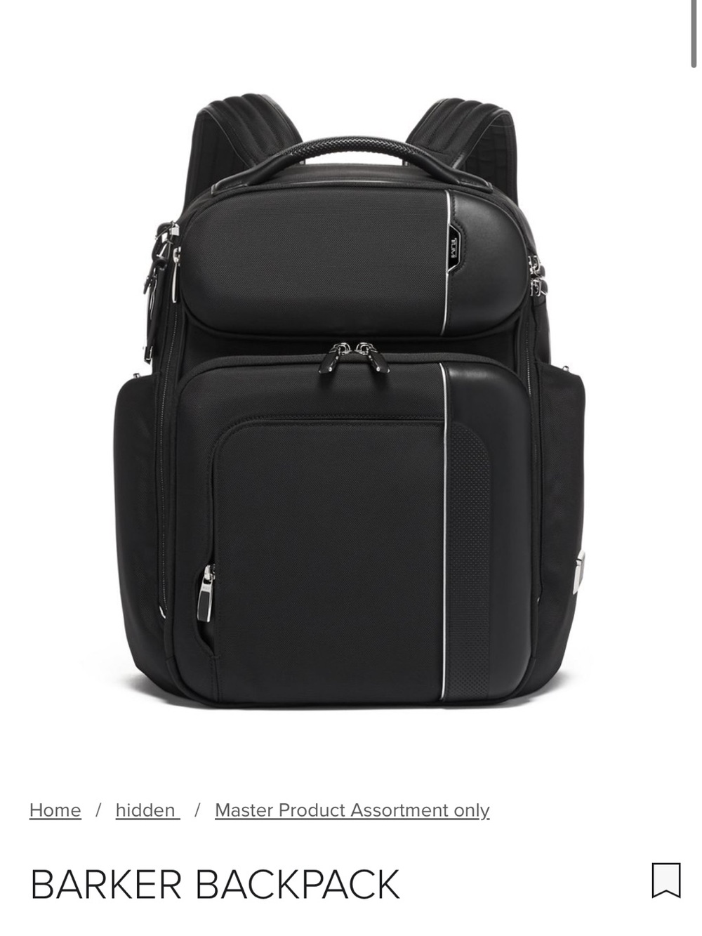 New with Tags Tumi black barker backpack